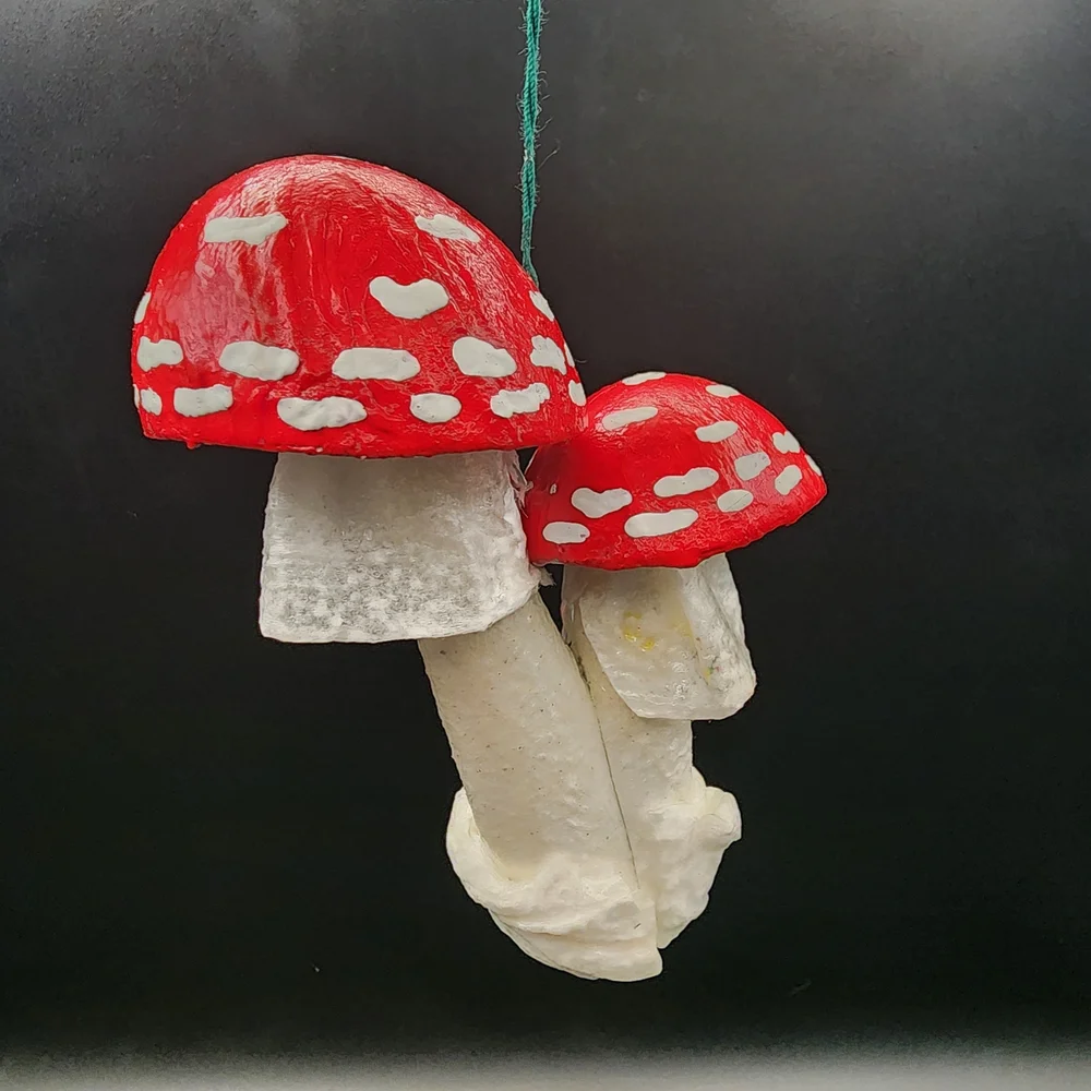 Hand Crafted Red and White Mushroom Decor Ornament